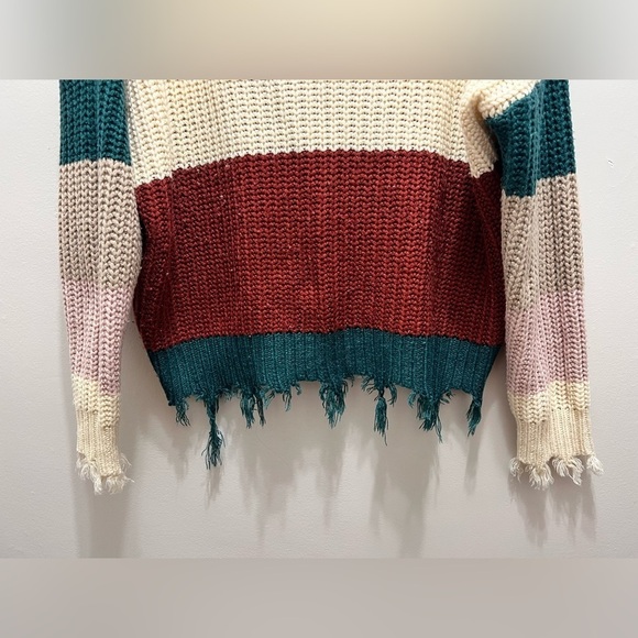 Entro Distressed Color block Sweater Large - Picture 4 of 5